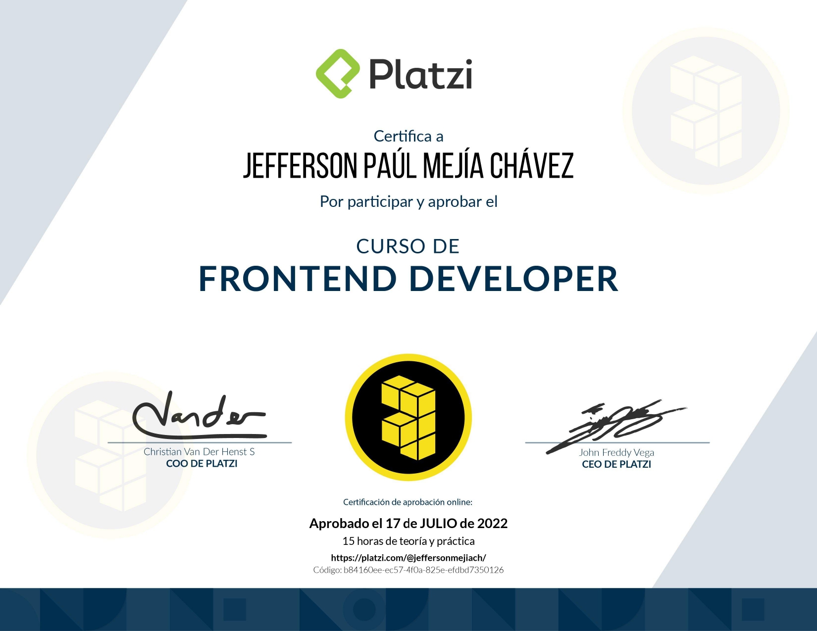 Certificado Frontend Developer Web
