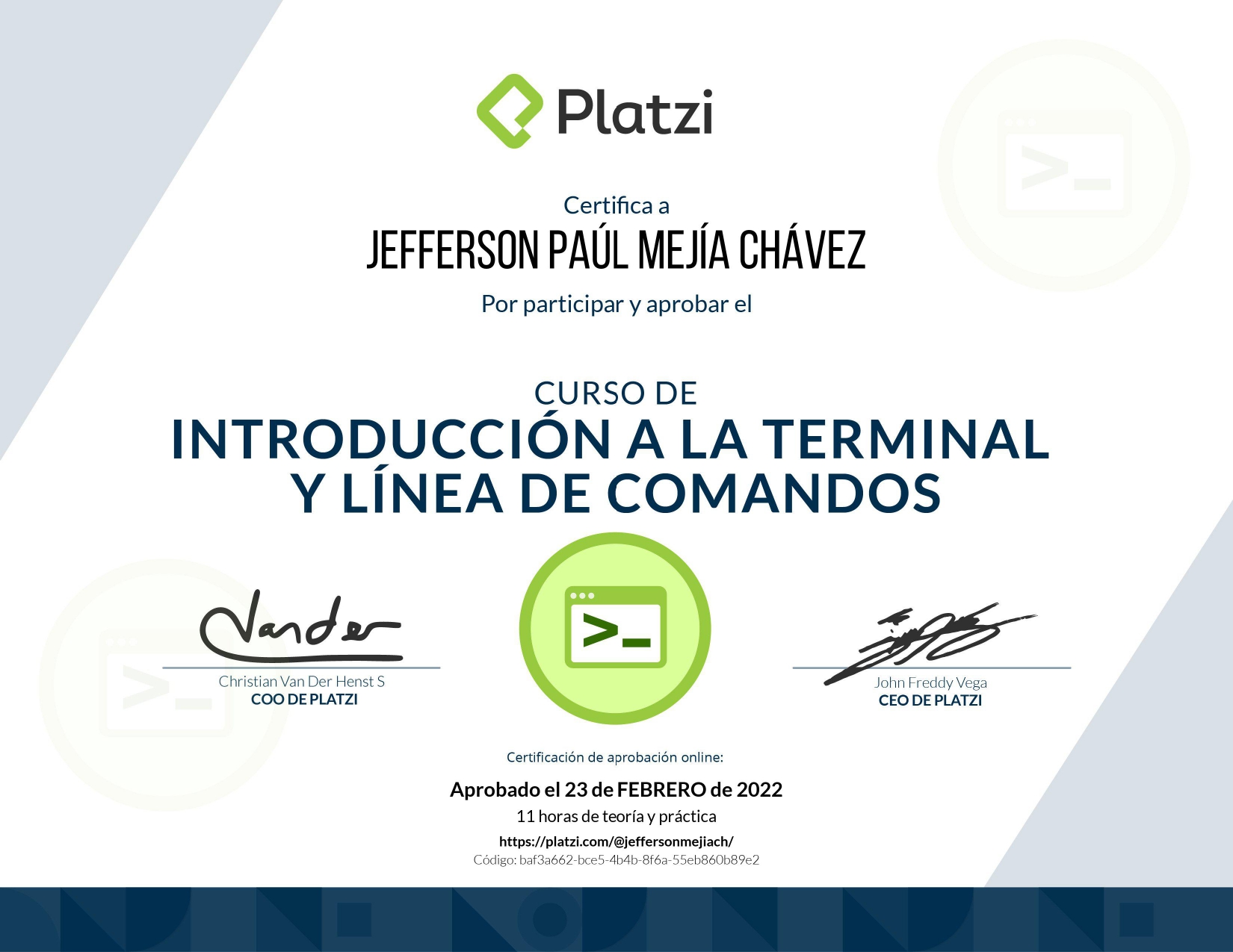 Certificado Linux Terminal Platzi